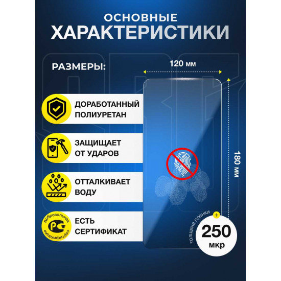 Защитная полиуретановая плёнка SBG "Глянцевая ЗАЩИТА ОТ ОТПЕЧАТКОВ ПАЛЬЦЕВ-ANTI-FINGERPRINT УЛЬТРАФИОЛЕТОВАЯ" для телефонов (20шт)